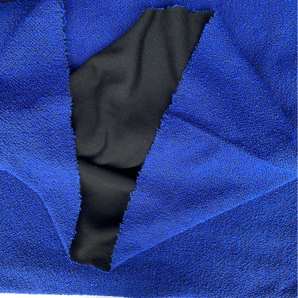 Royal Blue Boucle - Bulk Poly/Acrylic Blend Jacket Fabric, Royal Blue & Black